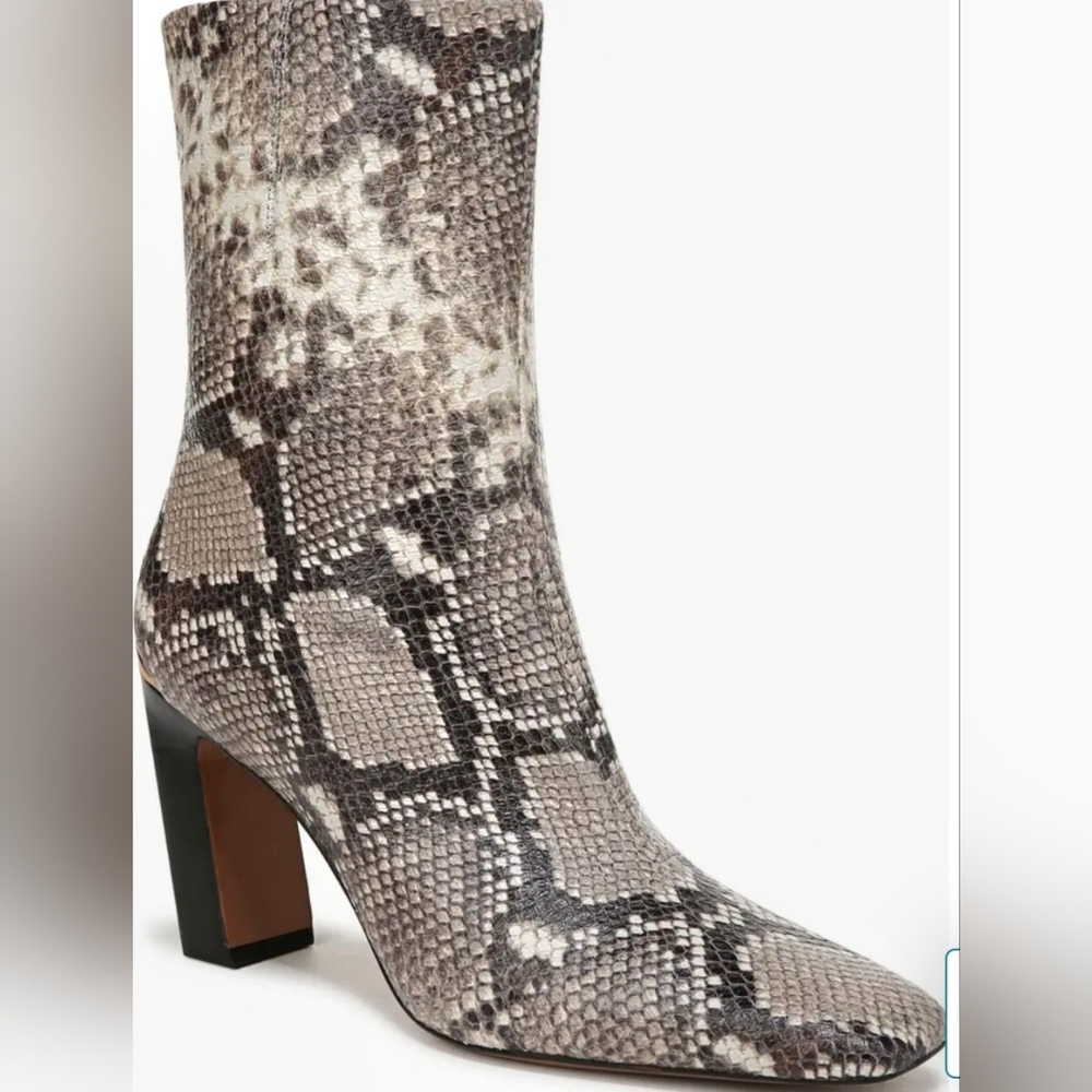 FRANCO SARTO BRIAR WOMEN DRESS BOOTIE GREY LE SIZE 8M NIB  ROCCIA SNAKE PRINT.